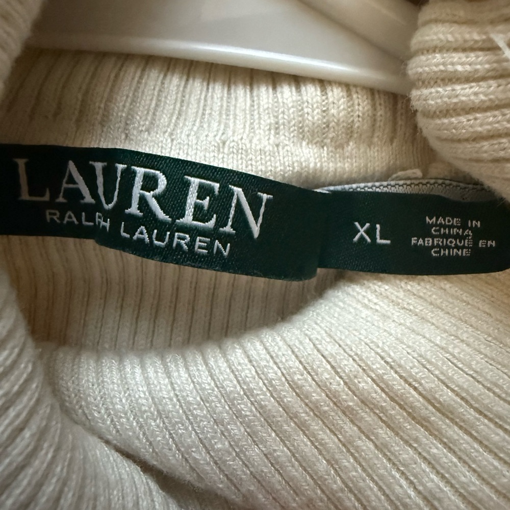 Lauren Ralph Lauren Stripe Turtle Neck Women’s Sweater White/Black New With Tags - Picture 7 of 7